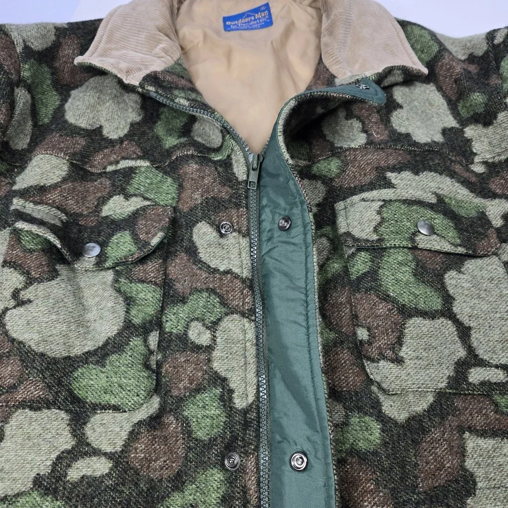Outdoors Man By Pendleton Camo Field Jacket Mens XL 100% Wool‎ Game Pouch 3M VTG